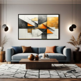 Industrielles abstraktes geometrisches Orange Gold Leinwanddruck
