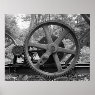 Industrielles Foto - Ölpumpen Jack Reduktionsgetri Poster