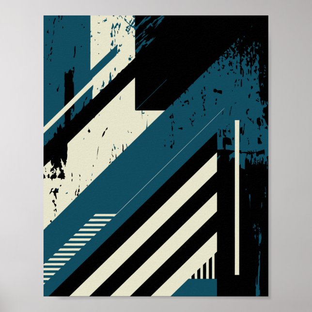 Industrielles geometrisches Muster mit Grunge-Text Poster (Vorne)