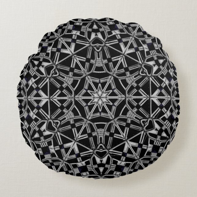 Industrielles Mandala  Rundes Kissen (Vorderseite)