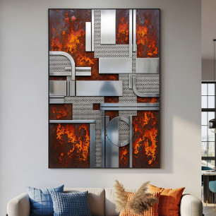 Industrielles rostiges Metall Steampunk Geometrisc Poster