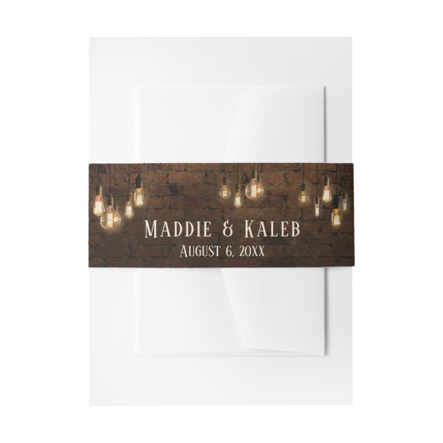 Industriesteine, Edison-Leuchten, Namen und Datum Einladungsbanderole (Vorderseite Beispiel)