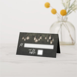 Industriesteine, Edison Lights Lässige Typografie Platzkarte