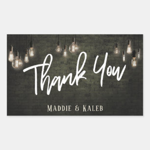 Industriesteine mit Edison Lights Vielen Dank Rechteckiger Aufkleber