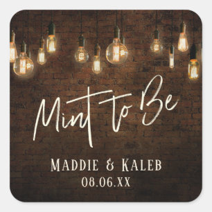 Industriesteine Vintage Edison Lights Minze zu sei Quadratischer Aufkleber