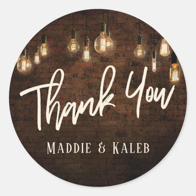 Industriesteine, Vintage Edison Lights Vielen Dank Runder Aufkleber (Vorderseite)