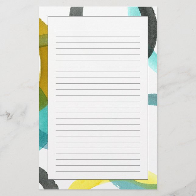 Ineinander greifen der gelben u. blauen Kreise Briefpapier (Vorderseite)