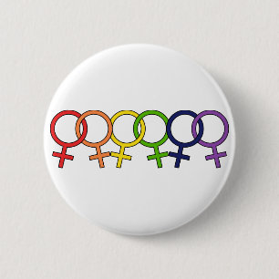 Ineinandergegriffener weiblicher Regenbogen Button
