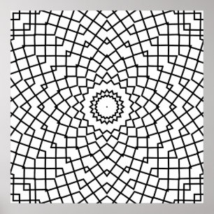 Ineinandergreifende Gitter-Mandala mit eckiger Fli Poster