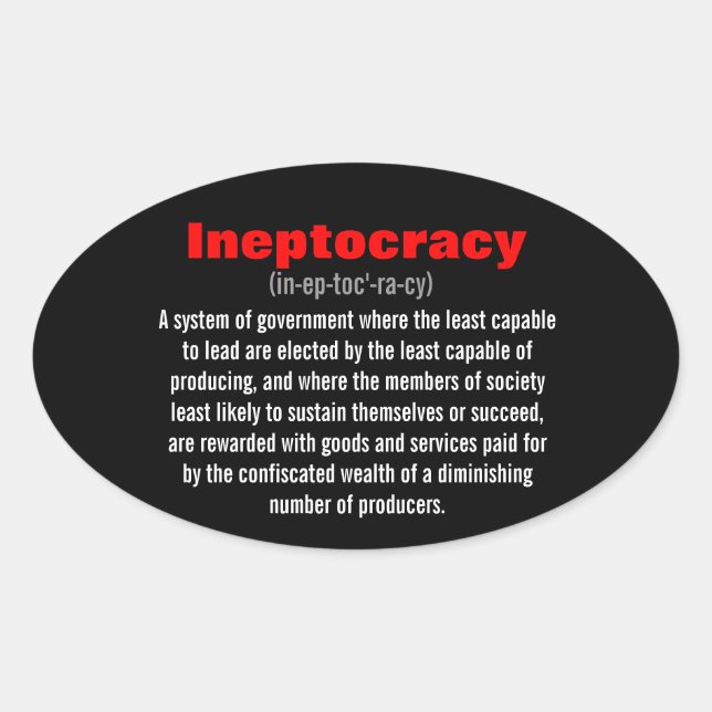 Ineptokratie Ovaler Aufkleber (Vorderseite)