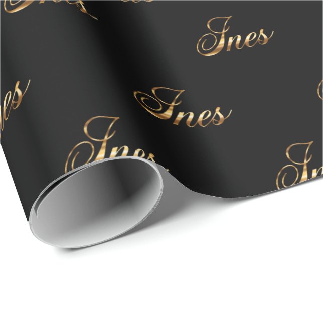 Ines gold Design Lettering Geschenkpapier (Rolleneckpunkt)
