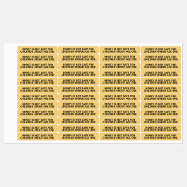 Infant Warning Honey Jar Lid Security Label Yellow Etiketten