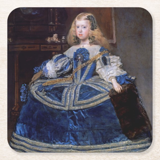 Infanta Margarita Teresa Blue Dress, Velazquez Rechteckiger Pappuntersetzer (Vorderseite)