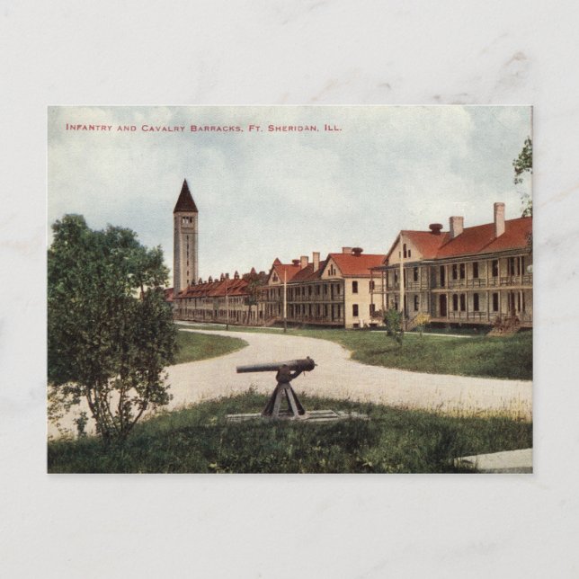 Infanterie & Kavallerie Barracks Ft. Sheridan IL 1 Postkarte (Vorderseite)