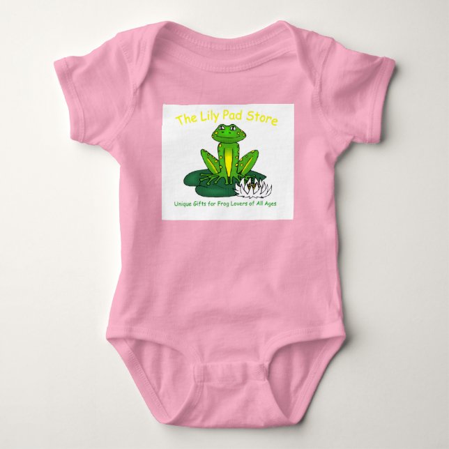 Infant's Frog on a Lily Pad Pink Bodysuit Baby Strampler (Vorderseite)