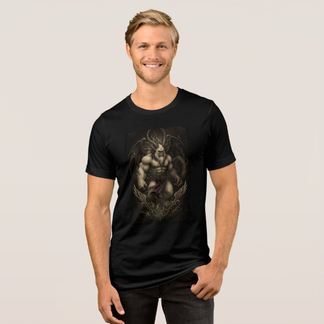 Infernal Demon Lord Gothic Artwork Tri-Blend Shirt (Vorderseite voll)