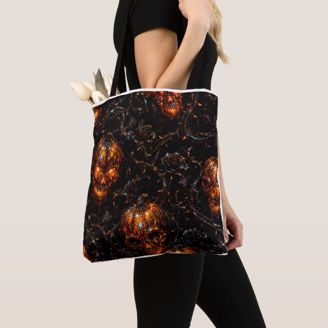 Infernal Vine Pumpkin Skull Halloween Tote Bag (Von Nahem)