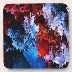 Inferno Blauer Rot Moderne Abstrakte Kunst Getränkeuntersetzer