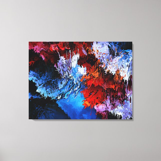Inferno Blauer Rot Moderne Abstrakte Kunst Leinwanddruck (Vorderseite)