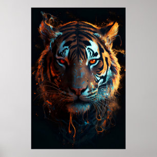 Inferno Blick: Tiger fierce mit fiery Eyes Poster