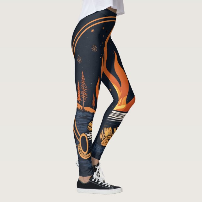 "Inferno Chic: Leggings von Mädchen mit Feuerdesig (Rechts)