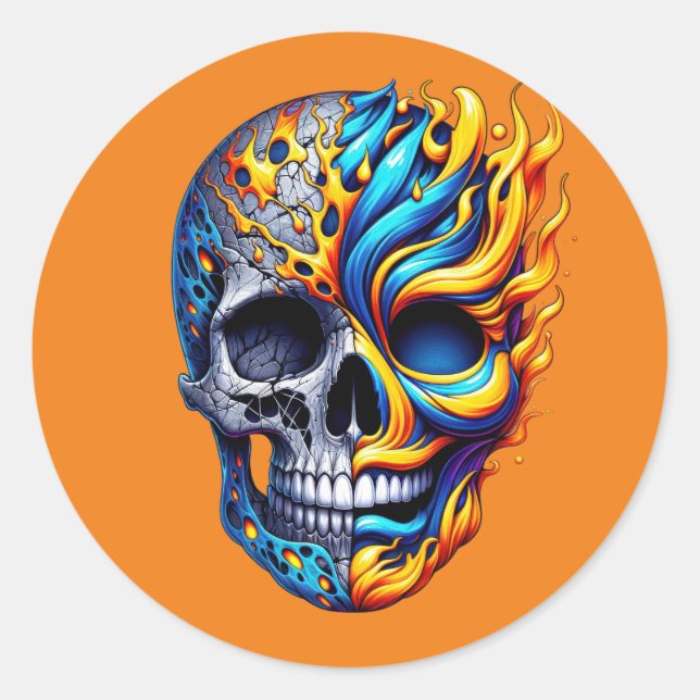 Inferno Duality Skull Runder Aufkleber (Vorderseite)