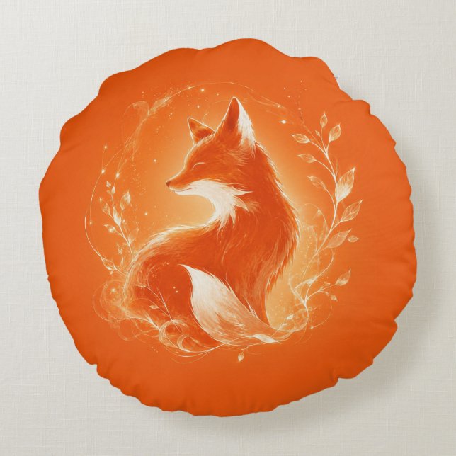 Inferno Fuchs Rundes Kissen (Rückseite)