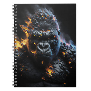 Inferno Gorilla – Feuriges Lavabiest Digitale Kuns Notizblock
