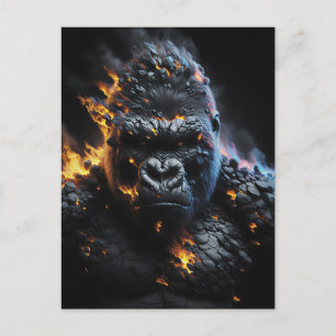 Inferno Gorilla – Feuriges Lavabiest Digitale Kuns Postkarte