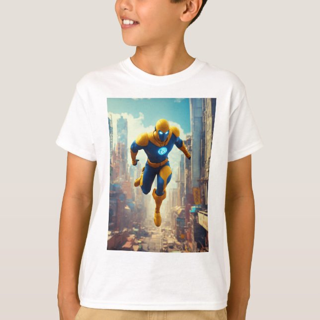 Inferno Guardian: Fierce Eyes Superhero Print T-Shirt (Vorderseite)