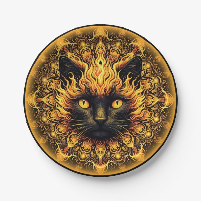 Inferno Kitty Mandala Pappteller (Vorderseite)