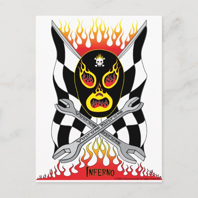 Inferno Luchador Mexican Wrestler Postcard Postkarte (Vorderseite)