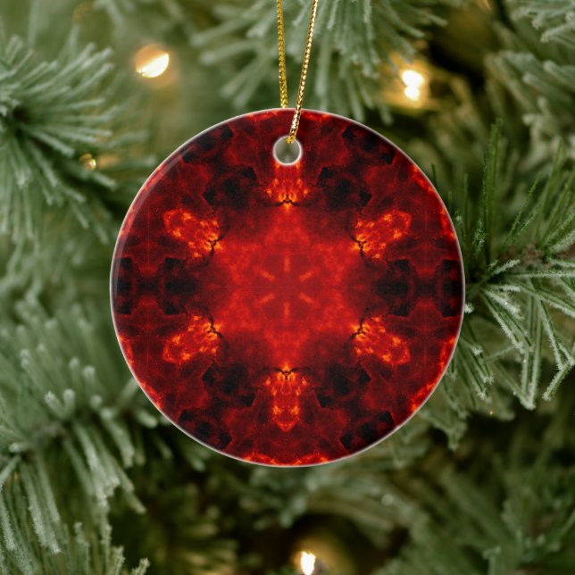 Inferno Nexus - Fiery Kaleidoskop Art Keramik Ornament (Baum)