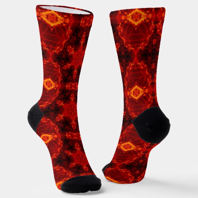 Inferno Nexus - Fiery Kaleidoskop Art Socken (Gewinkelt)