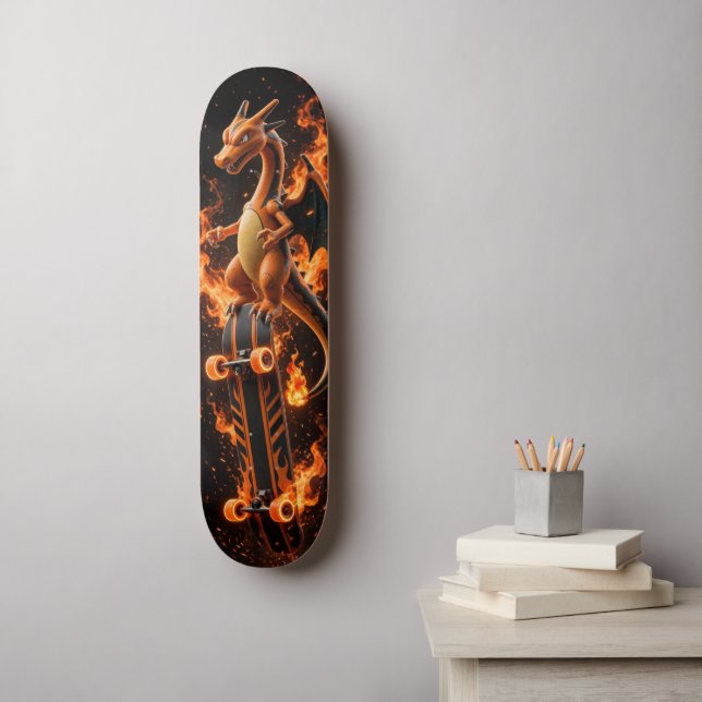 Inferno Orange Fire-Drache Skateboard Deck (Wandkunst)