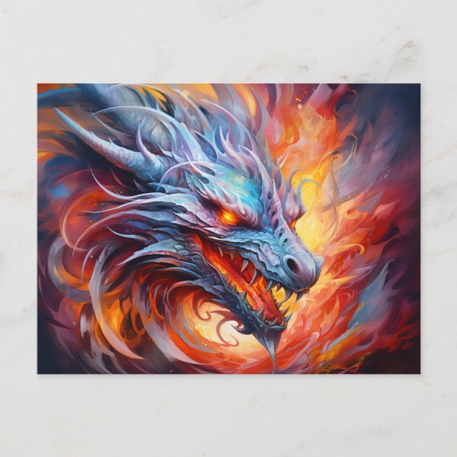 Inferno-Spirale – Chinesischer Airbrush-Drache in  Postkarte (Vorderseite)