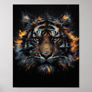 Inferno-Tiger – Feuerwildkatze Digitale Kunst Poster