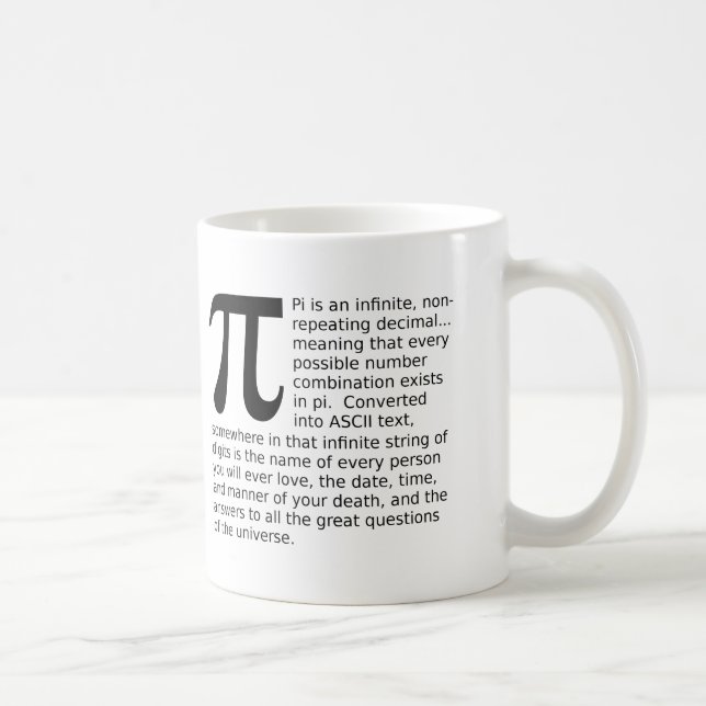 Infinite Pi Answers Funny Mug Tasse (Rechts)