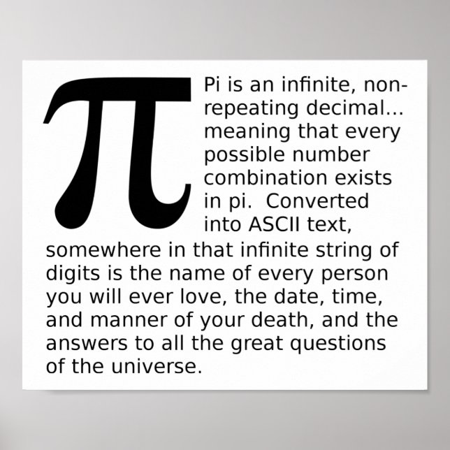 Infinite Pi Answers Funny Poster (Vorne)