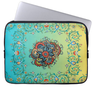 Infinite Splendor - Green Mehndi Floral Design Laptopschutzhülle