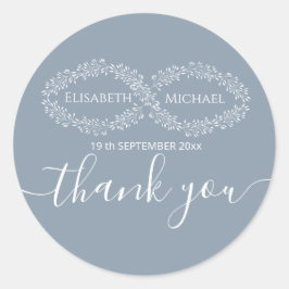 Infinity dusty blue botanic romantic elegant runder aufkleber