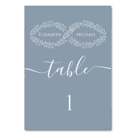 Infinity dusty blue botanic romantic elegant tischnummer