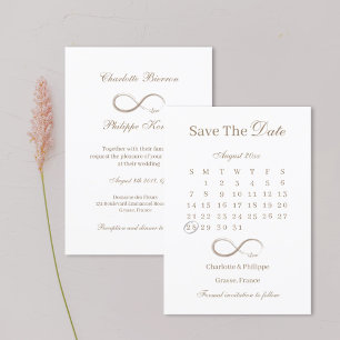 Infinity Gold Weißer Kalender Save The Date Hochze Einladung