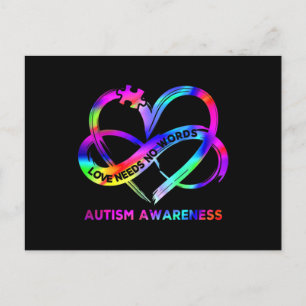 Infinity Heart Love Autism Awareness Needs No Word Postkarte