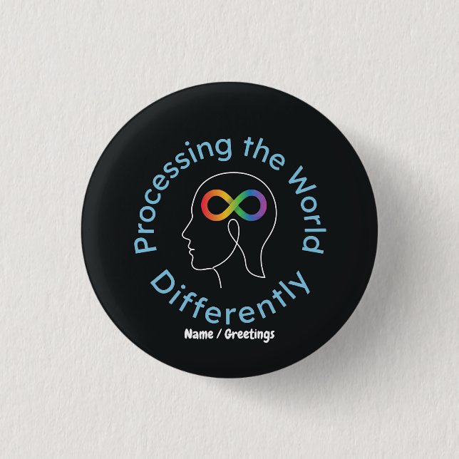Infinity-Kunst verarbeitet die Welt anders Button (Vorderseite)
