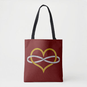 Infinity lemniscate Herz BiColor Gold Silber