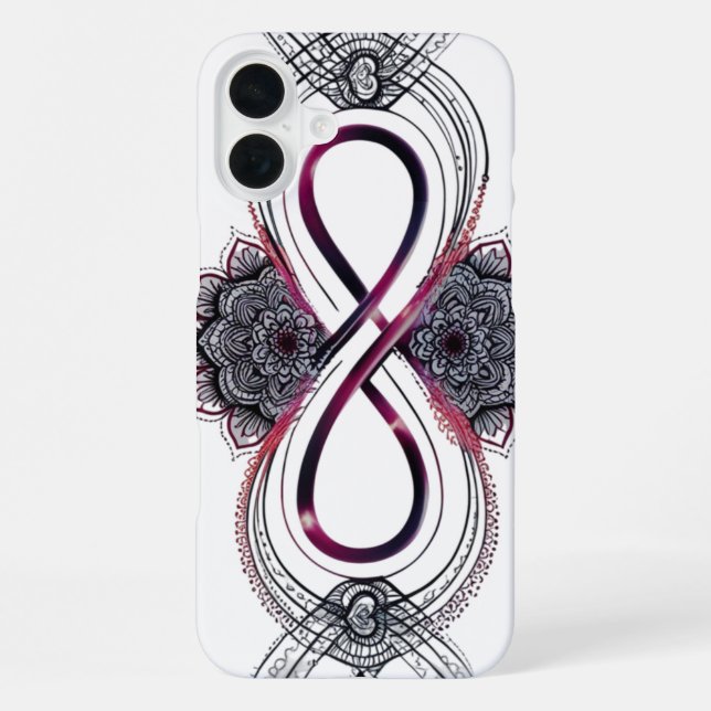 Infinity Love Mandala iPhone 16 Plus Hülle – Moder (Rückseite)