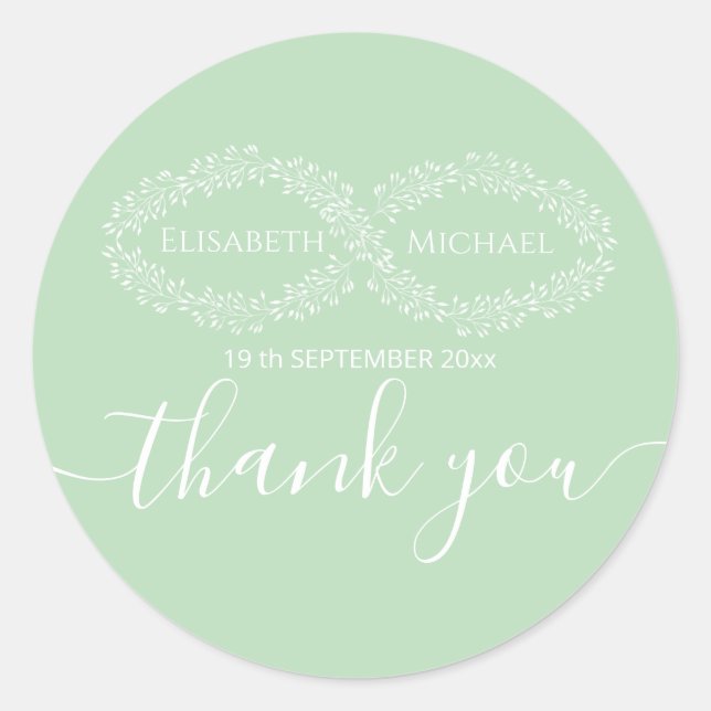 Infinity neo mint botanische romantische Chic eleg Runder Aufkleber (Vorderseite)