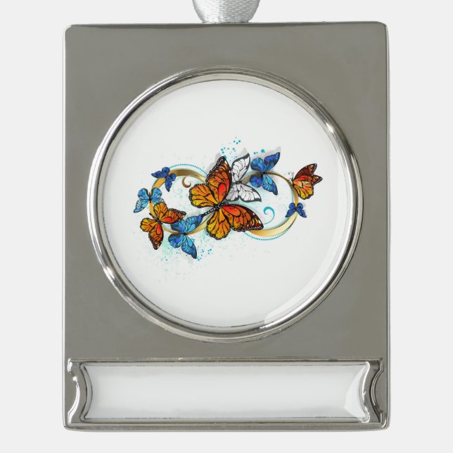 Infinity of Monarch Butterflies Banner-Ornament Silber (Vorderseite)