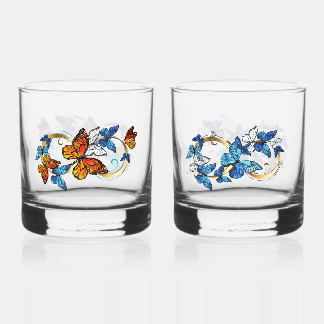 Infinity of Monarch Butterflies Whiskyglas (Vorderseite)